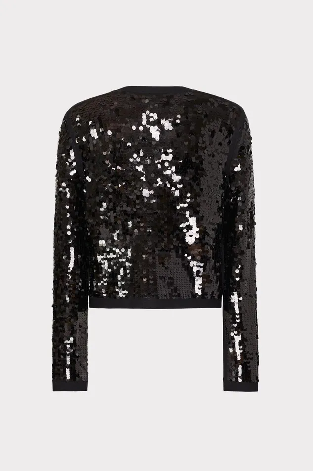 Milly Tops Women Iman Sequin Knit Cardigan Black Milly Tops Women Iman Sequin Knit Cardigan Black