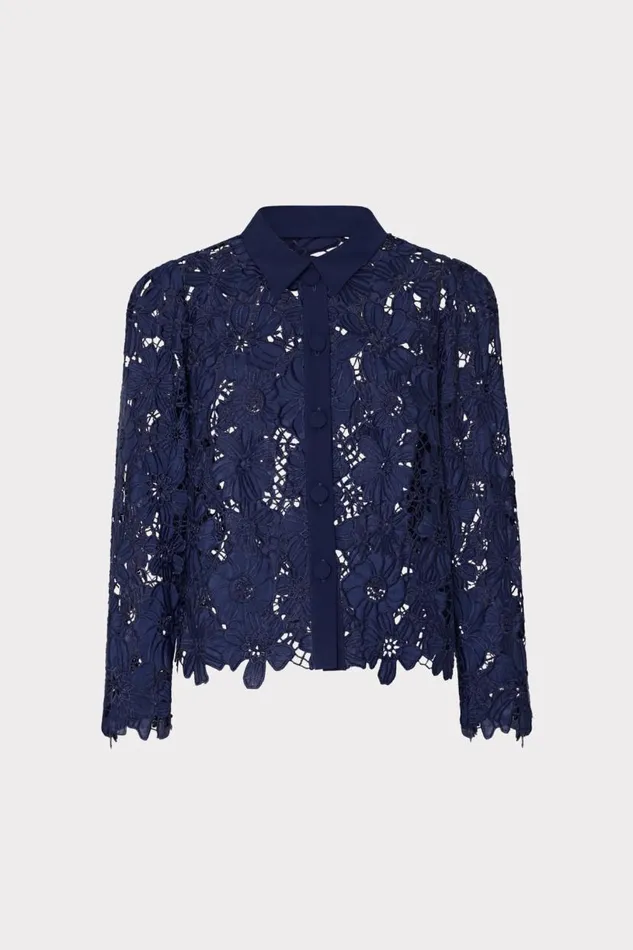Milly Tops Women June Roja Lace Top Navy