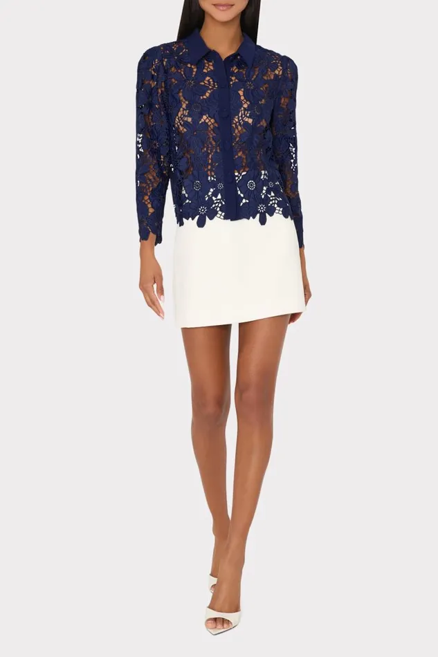 Milly Tops Women June Roja Lace Top Navy Milly Tops Women June Roja Lace Top Navy