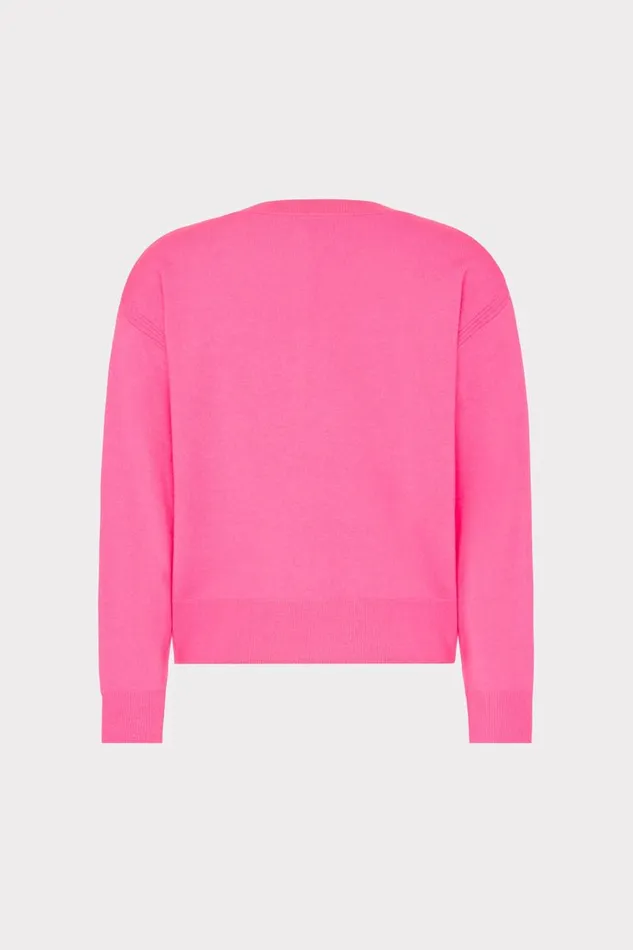 Milly Tops Women Kalia Crystal VNeck Sweater Milly Pink Milly Tops Women Kalia Crystal VNeck Sweater Milly Pink