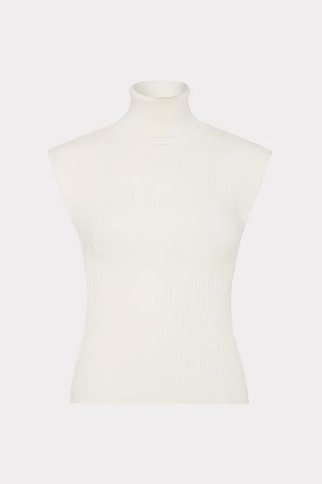 Milly Tops Women Kinley Sleeveless Turtleneck Top Ecru