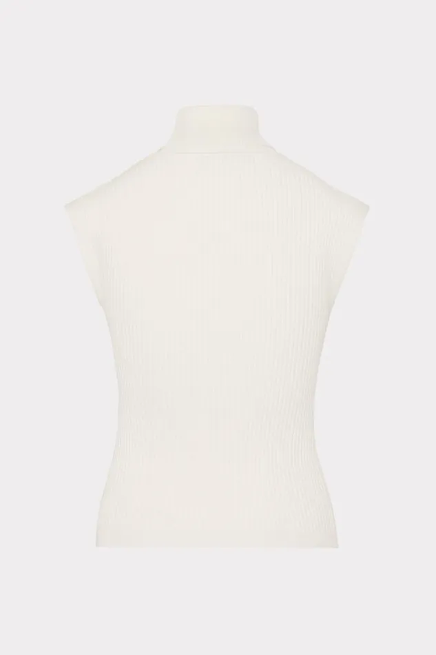 Milly Tops Women Kinley Sleeveless Turtleneck Top Ecru Milly Tops Women Kinley Sleeveless Turtleneck Top Ecru