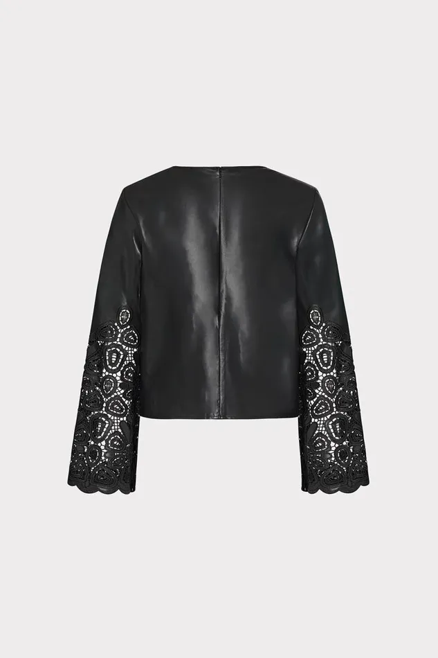 Milly Tops Women Lara Vegan Leather Long Sleeve Top Black Milly Tops Women Lara Vegan Leather Long Sleeve Top Black