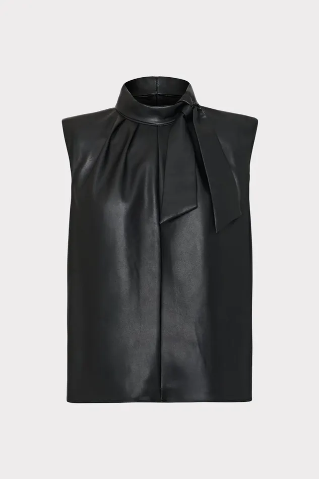 Milly Tops Women London Vegan Leather Top Black