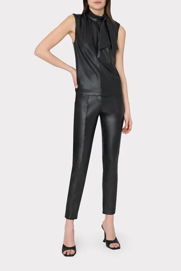 Milly Tops Women London Vegan Leather Top Black Milly Tops Women London Vegan Leather Top Black