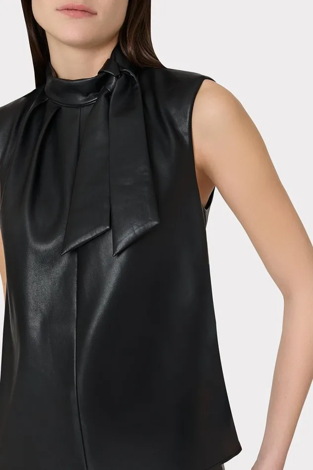 Milly Tops Women London Vegan Leather Top Black Milly Tops Women London Vegan Leather Top Black