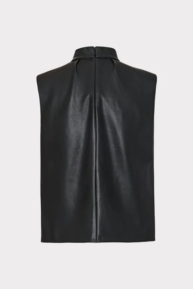 Milly Tops Women London Vegan Leather Top Black Milly Tops Women London Vegan Leather Top Black
