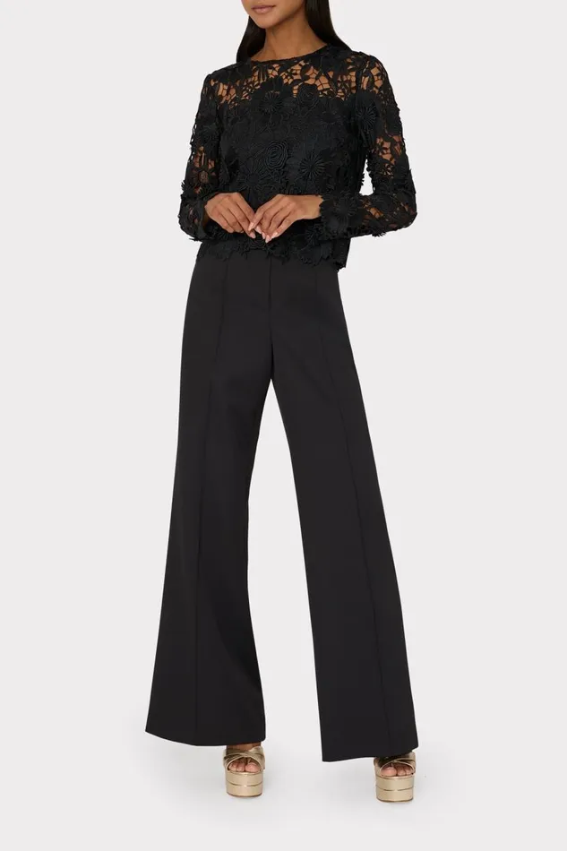 Milly Tops Women Nori Long Sleeve Lace Top Black Milly Tops Women Nori Long Sleeve Lace Top Black
