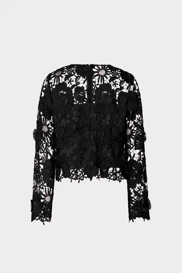 Milly Tops Women Nori Long Sleeve Lace Top Black Milly Tops Women Nori Long Sleeve Lace Top Black