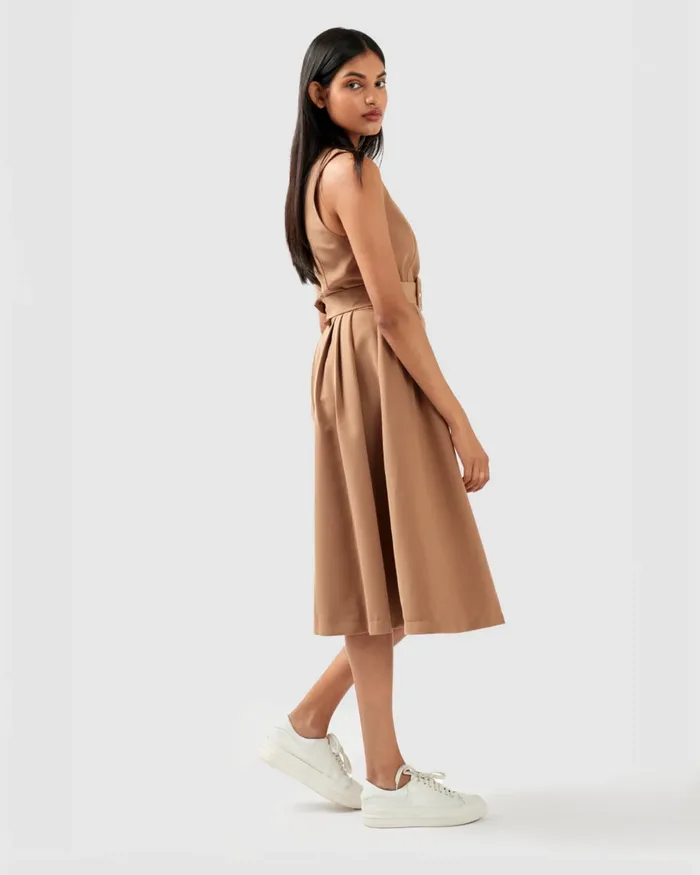 Miss Independence Midi Dress 8211 Camel Dresses Belle and Bloom Women
