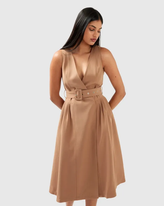 Miss Independence Midi Dress 8211 Camel Dresses Belle and Bloom Women