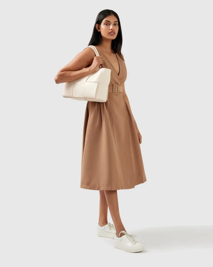 Miss Independence Midi Dress 8211 Camel Dresses Belle and Bloom Women