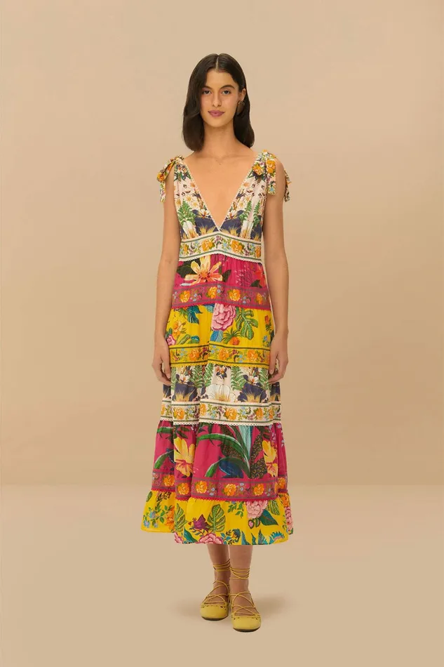 Mixed Flowers Midi Dress Women FARM Rio Midi Dresses