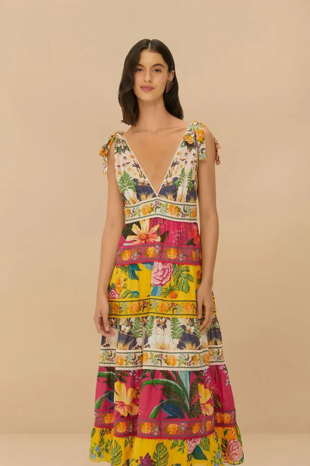 Mixed Flowers Midi Dress Women FARM Rio Midi Dresses Mixed Flowers Midi Dress Women FARM Rio Midi Dresses