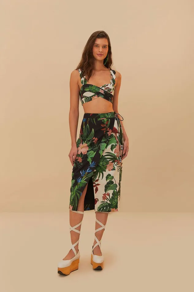 Mixed Midnight Macaw Fiesta Wavy Crop Top Women FARM Rio Crop Tops Mixed Midnight Macaw Fiesta Wavy Crop Top Women FARM Rio Crop Tops