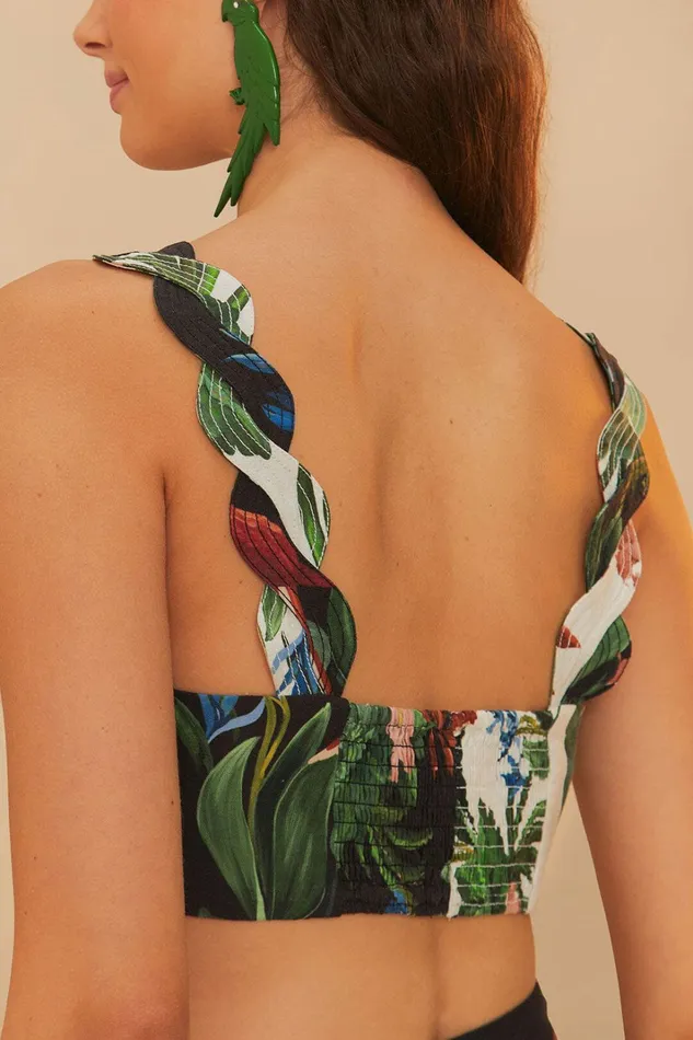 Mixed Midnight Macaw Fiesta Wavy Crop Top Women FARM Rio Crop Tops Mixed Midnight Macaw Fiesta Wavy Crop Top Women FARM Rio Crop Tops