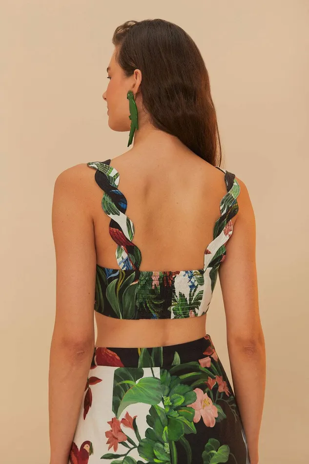 Mixed Midnight Macaw Fiesta Wavy Crop Top Women FARM Rio Crop Tops Mixed Midnight Macaw Fiesta Wavy Crop Top Women FARM Rio Crop Tops