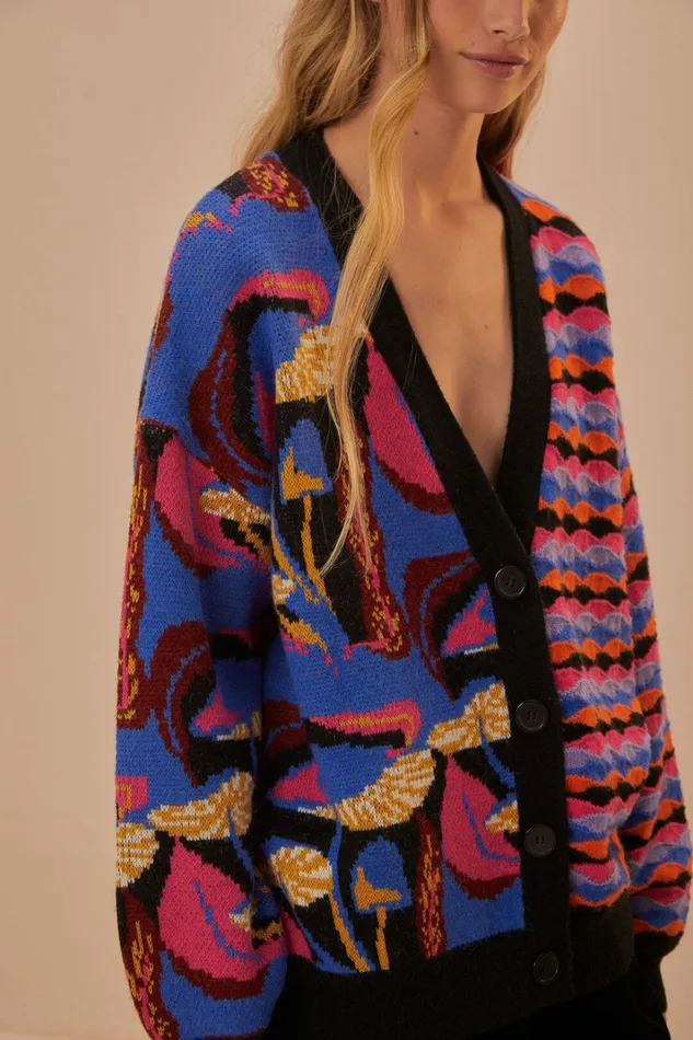 Mixed Mushrooms Knit Cardigan Women FARM Rio Cardigans Mixed Mushrooms Knit Cardigan Women FARM Rio Cardigans