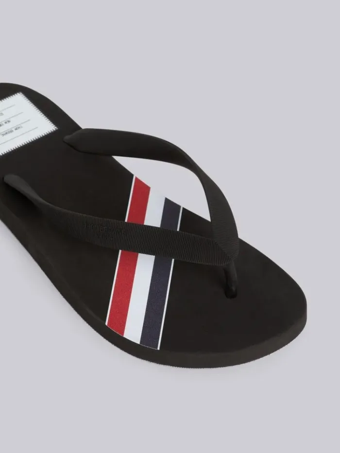 Molded Rubber Stripe Flip Flop Black Men Thom Browne Slippers and Sandals
