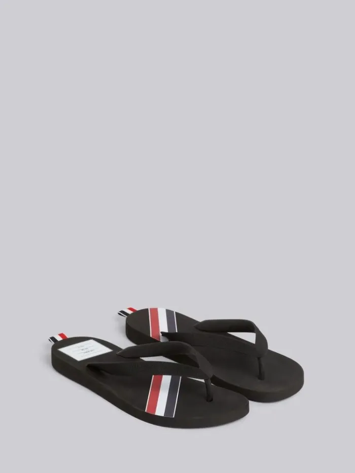 Molded Rubber Stripe Flip Flop Black Men Thom Browne Slippers and Sandals
