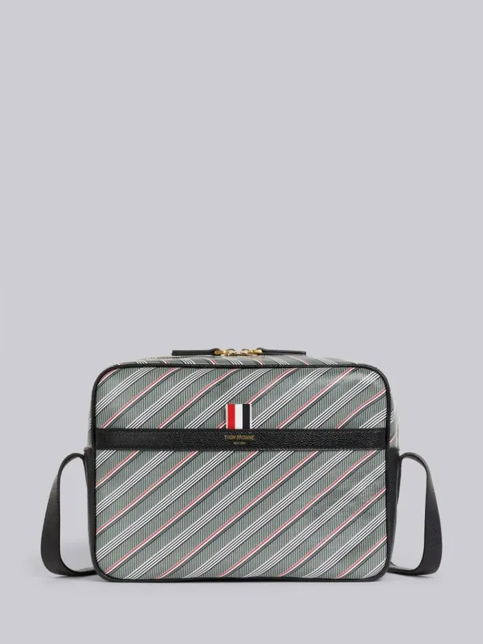 Monogram Coated Canvas Camera Bag Medium Grey WomenMen Thom Browne Crossbody Bags Monogram Coated Canvas Camera Bag Medium Grey WomenMen Thom Browne Crossbody Bags