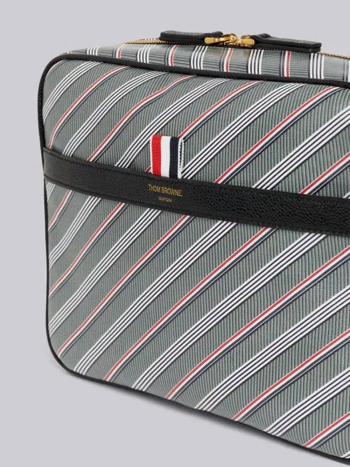 Monogram Coated Canvas Camera Bag Medium Grey WomenMen Thom Browne Crossbody Bags
