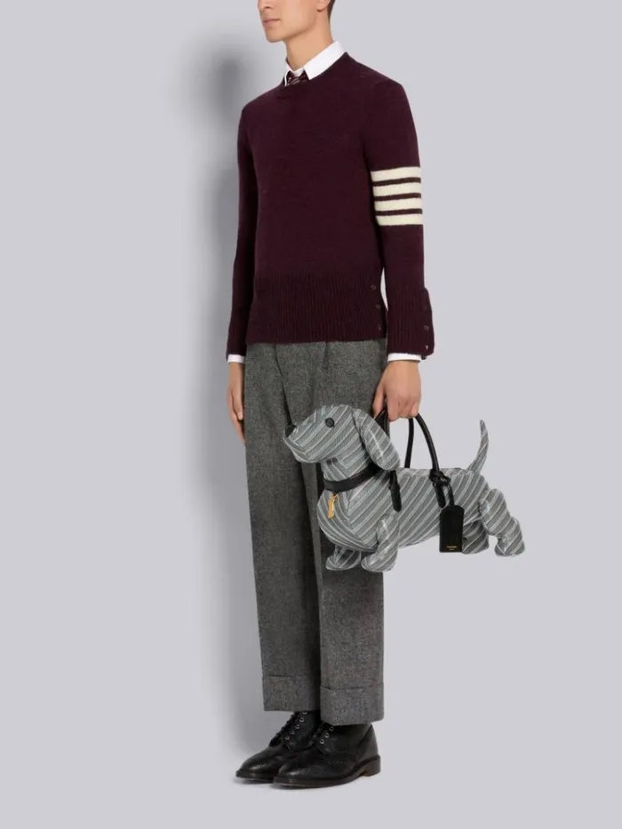 Monogram Coated Canvas Hector Bag Medium Grey WomenMen Thom Browne Handbags and Totes