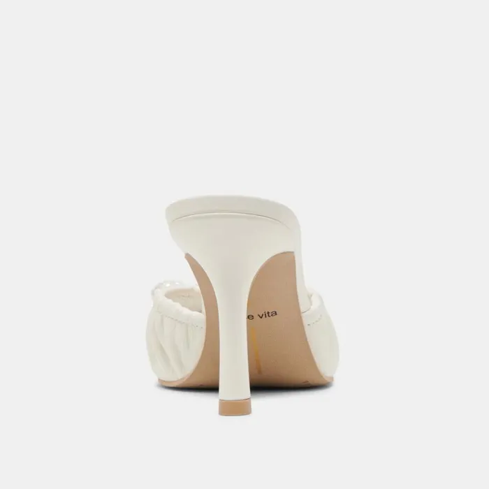 Mules and Clogs Women Dolce Vita Kairi Pearl Heels White Crinkle Patent