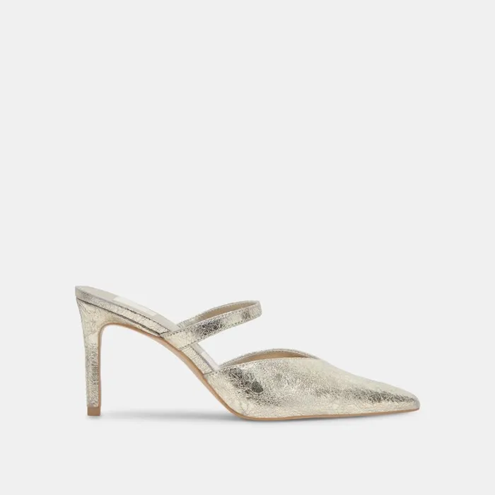 Mules and Clogs Women Dolce Vita Kanika Heels Platinum Distressed Leather