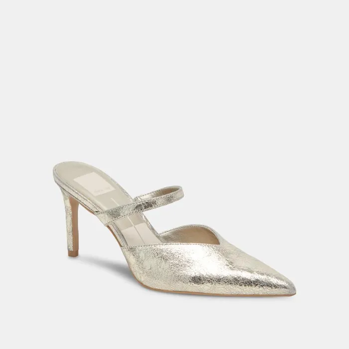 Mules and Clogs Women Dolce Vita Kanika Heels Platinum Distressed Leather