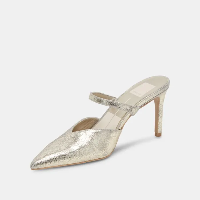 Mules and Clogs Women Dolce Vita Kanika Heels Platinum Distressed Leather