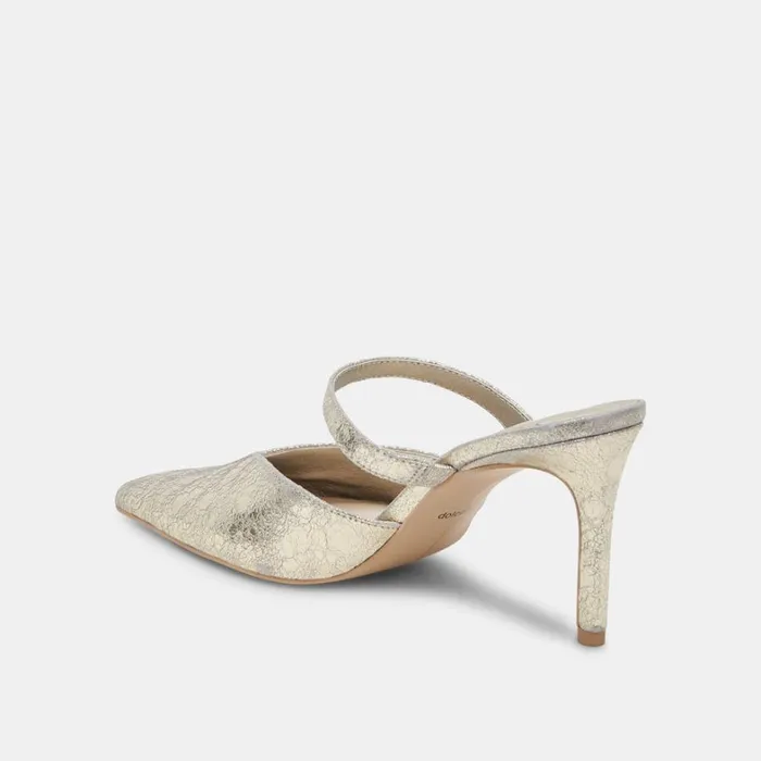 Mules and Clogs Women Dolce Vita Kanika Heels Platinum Distressed Leather