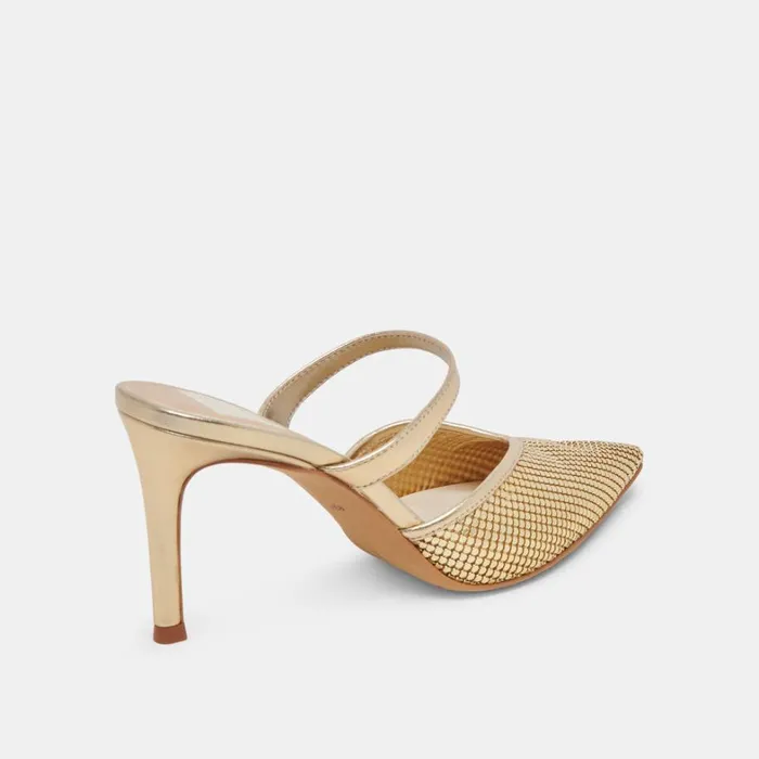 Mules and Clogs Women Dolce Vita Kanika Mesh Heels Gold Metallic Mesh
