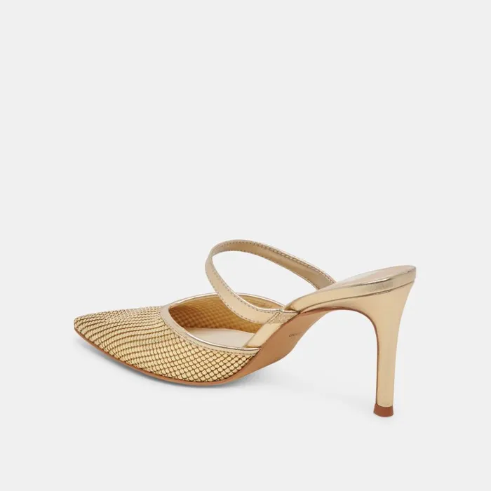 Mules and Clogs Women Dolce Vita Kanika Mesh Heels Gold Metallic Mesh
