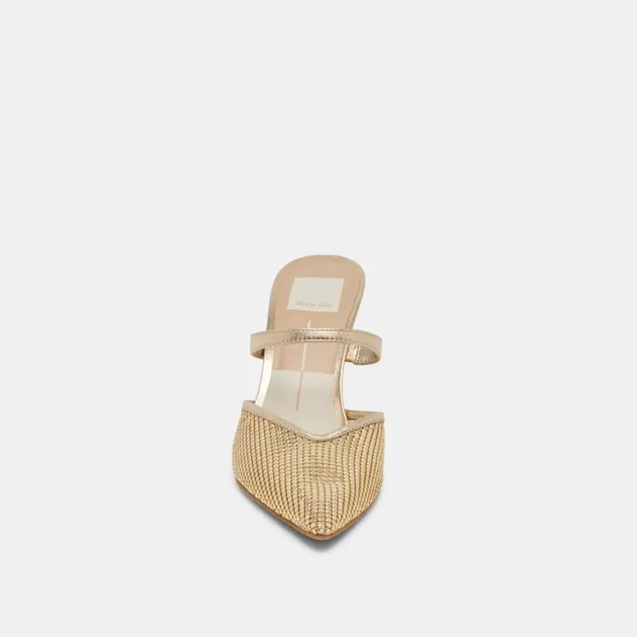 Mules and Clogs Women Dolce Vita Kanika Mesh Heels Gold Metallic Mesh