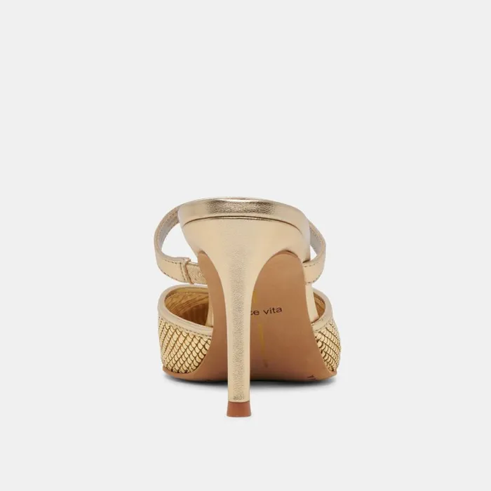 Mules and Clogs Women Dolce Vita Kanika Mesh Heels Gold Metallic Mesh