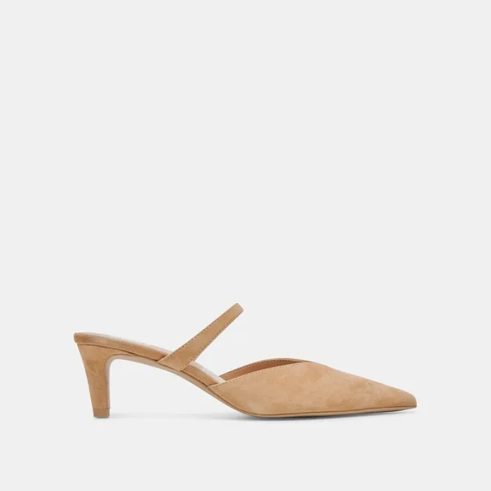 Mules and Clogs Women Dolce Vita Kanika Mid Heels Tan Suede
