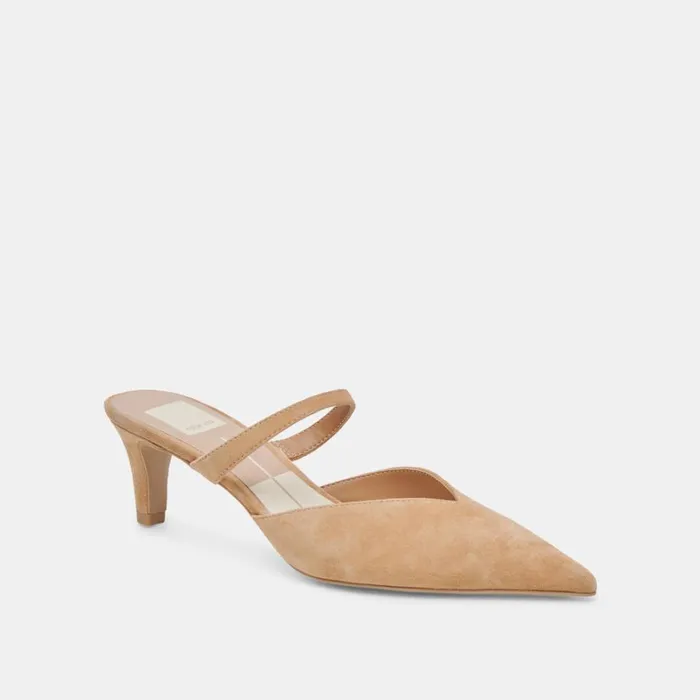 Mules and Clogs Women Dolce Vita Kanika Mid Heels Tan Suede