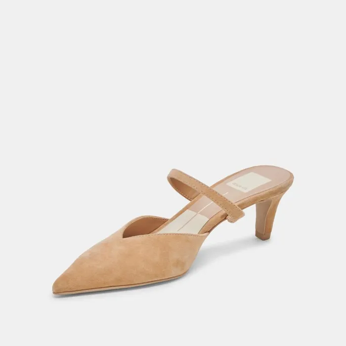 Mules and Clogs Women Dolce Vita Kanika Mid Heels Tan Suede