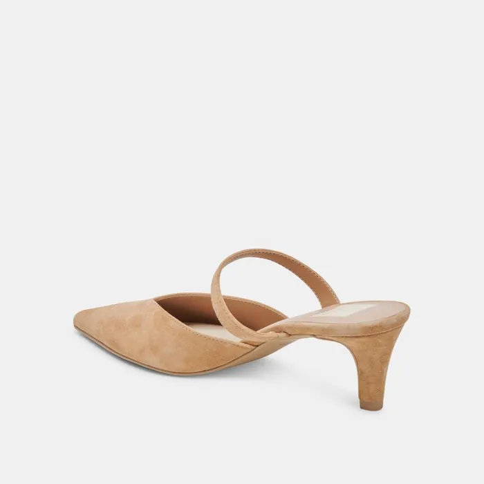 Mules and Clogs Women Dolce Vita Kanika Mid Heels Tan Suede