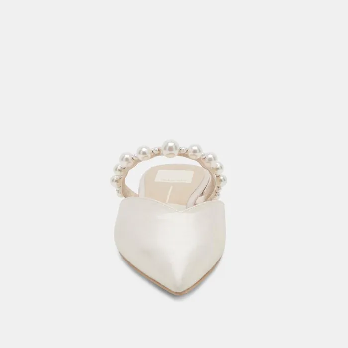 Mules and Clogs Women Dolce Vita Kanika Pearl Wide Flats Vanilla Pearls