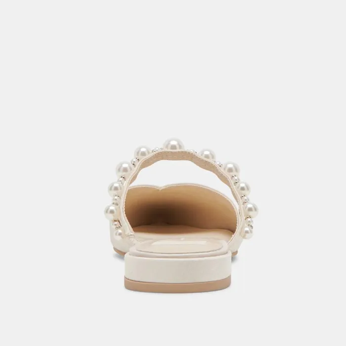 Mules and Clogs Women Dolce Vita Kanika Pearl Wide Flats Vanilla Pearls