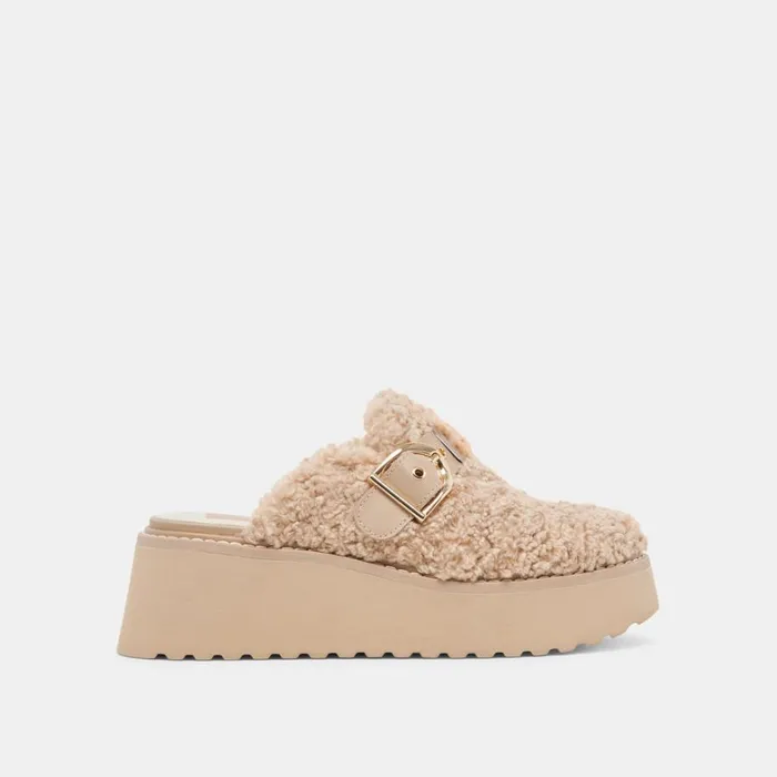 Mules and Clogs Women Dolce Vita Lelani Plush Flats Natural Plush