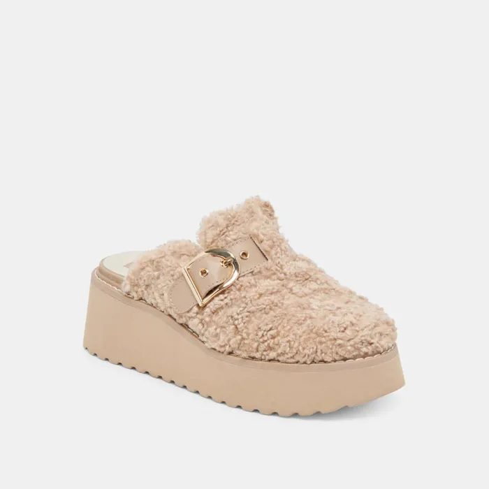 Mules and Clogs Women Dolce Vita Lelani Plush Flats Natural Plush