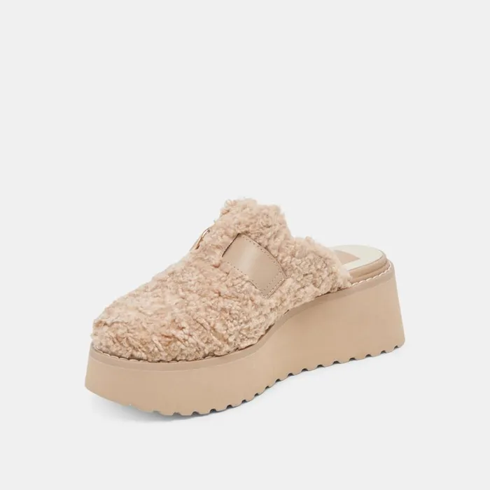 Mules and Clogs Women Dolce Vita Lelani Plush Flats Natural Plush