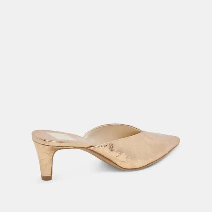 Mules and Clogs Women Dolce Vita Sarina Heels Gold Distressed Leather