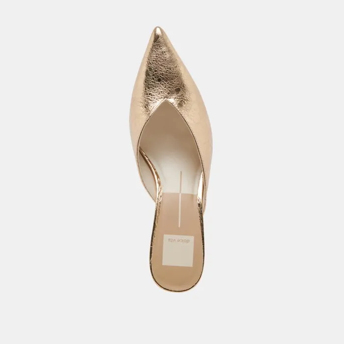 Mules and Clogs Women Dolce Vita Sarina Heels Gold Distressed Leather