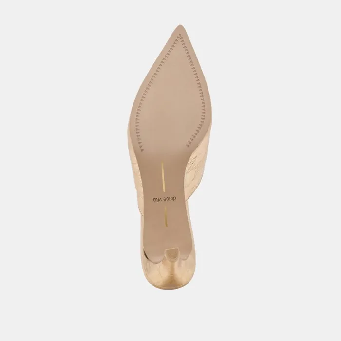 Mules and Clogs Women Dolce Vita Sarina Heels Gold Distressed Leather