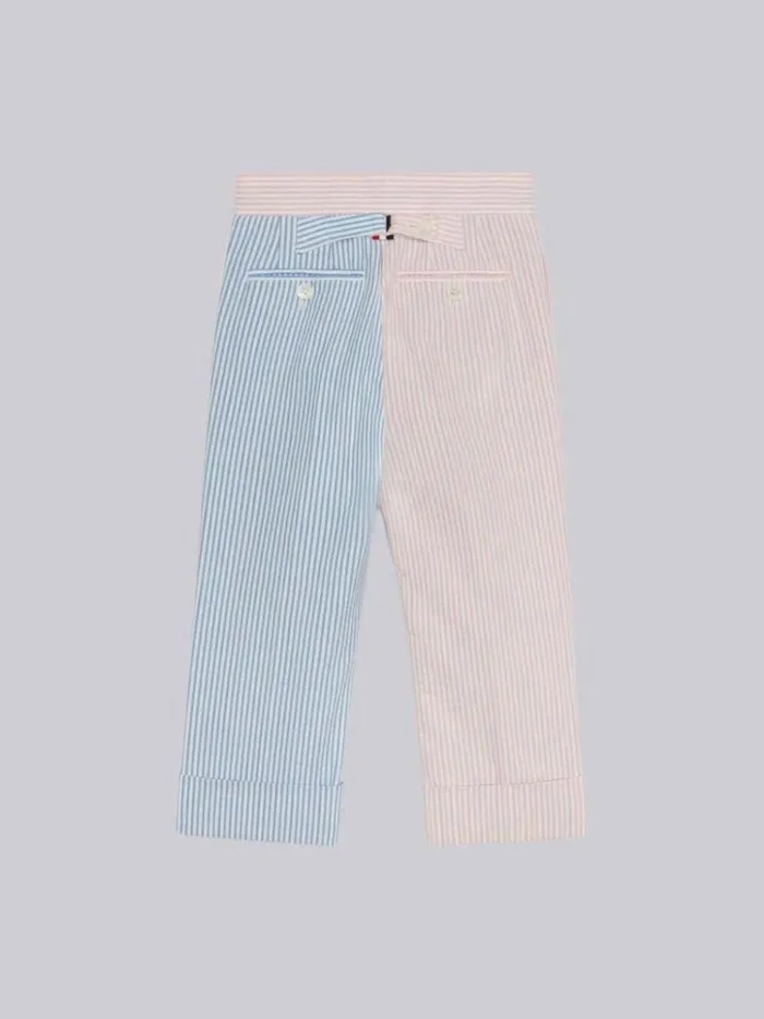 Multicolor Cotton Seersucker Funmix Classic Trouser Seasonal Multi BoysGirls Thom Browne Trousers And Shorts
