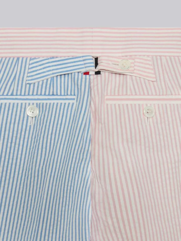 Multicolor Cotton Seersucker Funmix Classic Trouser Seasonal Multi BoysGirls Thom Browne Trousers And Shorts